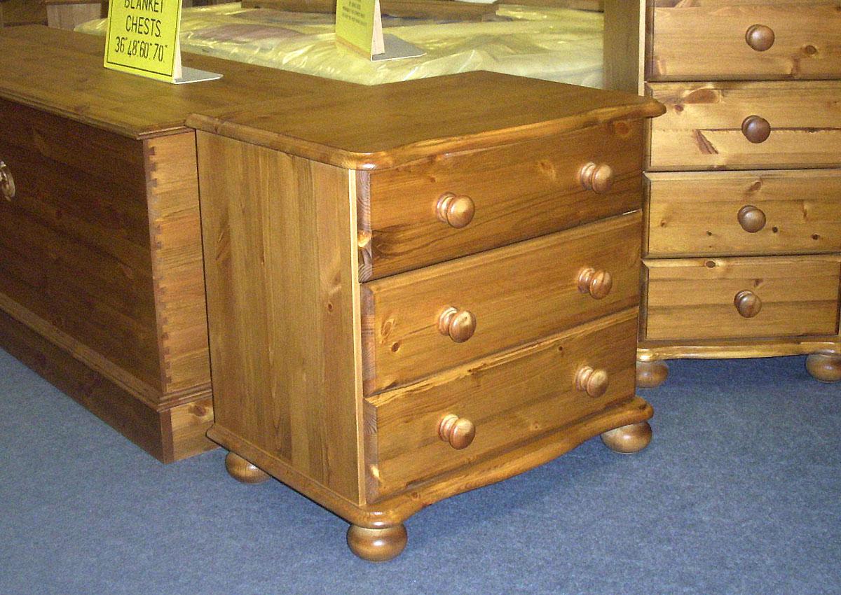 Devon 3 Drawer Pine Bedside Chest