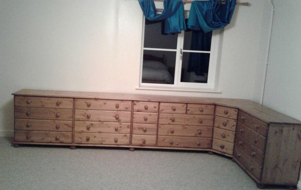 Custom Pine 25 Drawer Corner Chest