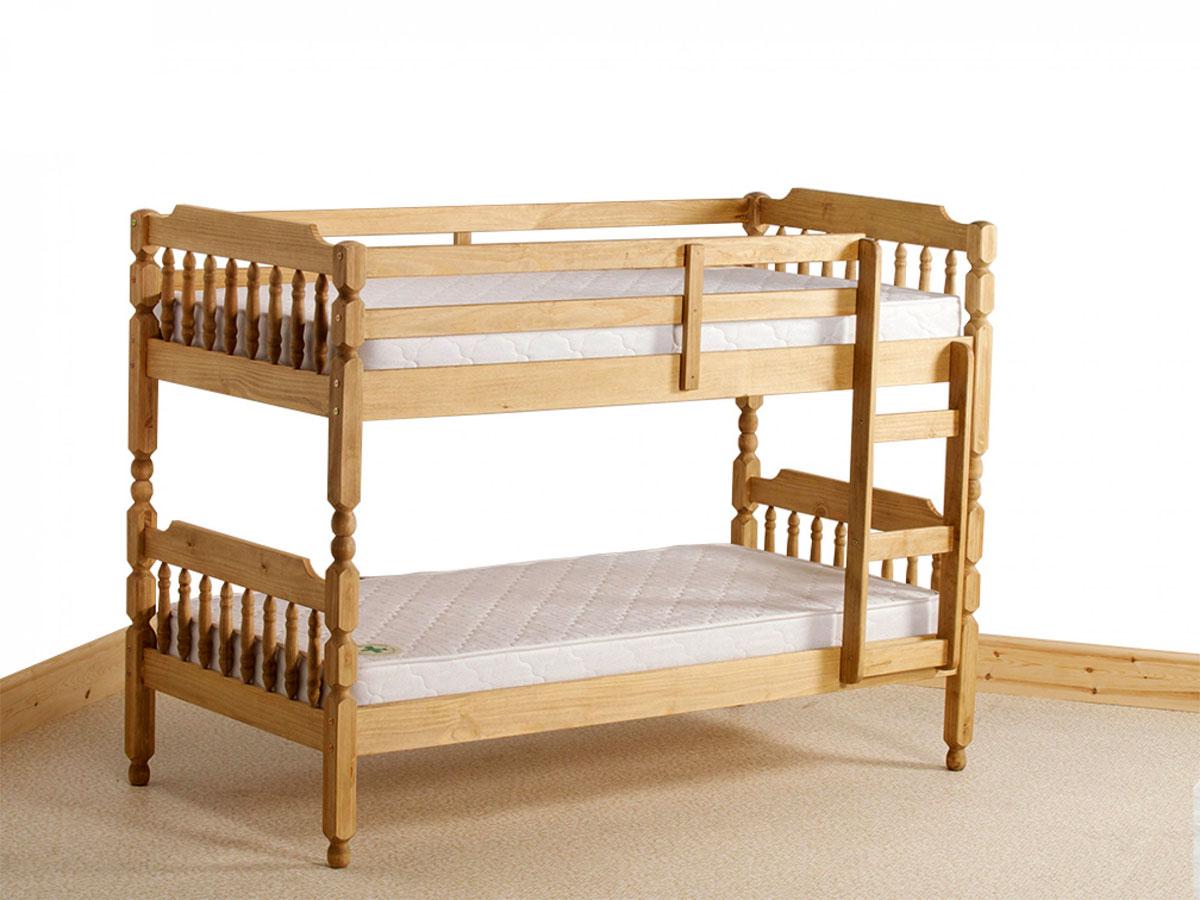 3'0 Colonial Style Spindle Bunk Bed in Waxed Finish