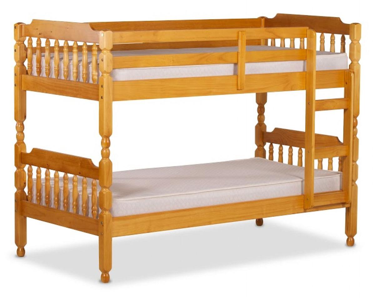 Colonial Style Spindle Bunk Bed in Honey Finish